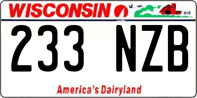WI license plate 233NZB