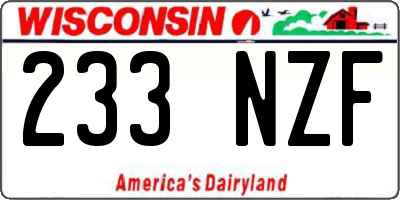 WI license plate 233NZF
