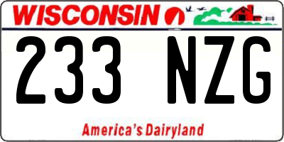 WI license plate 233NZG
