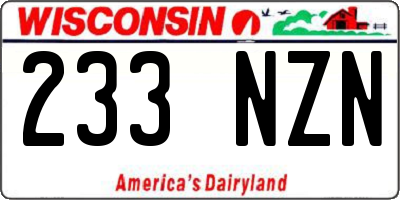 WI license plate 233NZN