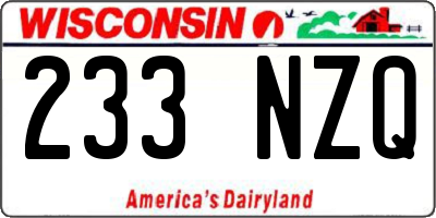 WI license plate 233NZQ