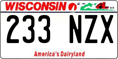 WI license plate 233NZX