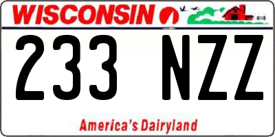 WI license plate 233NZZ