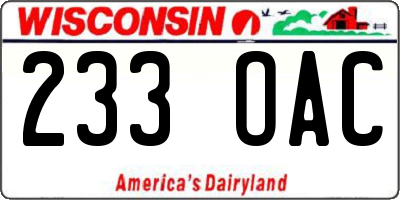 WI license plate 233OAC