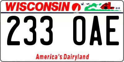 WI license plate 233OAE