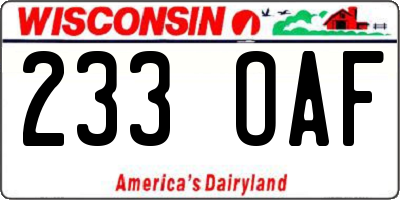 WI license plate 233OAF