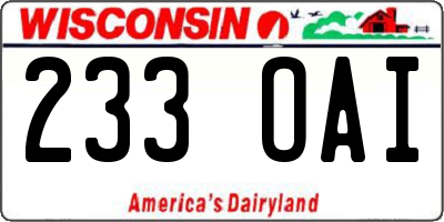 WI license plate 233OAI
