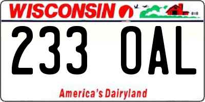 WI license plate 233OAL