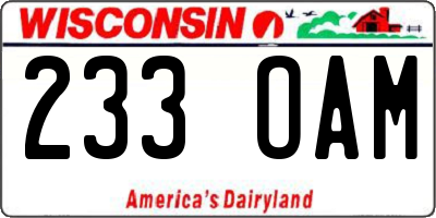 WI license plate 233OAM