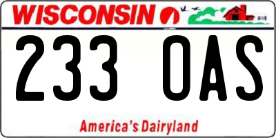 WI license plate 233OAS