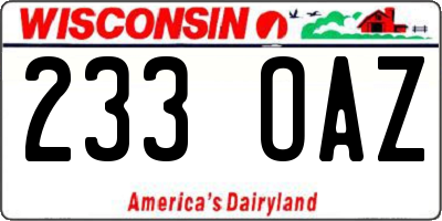 WI license plate 233OAZ
