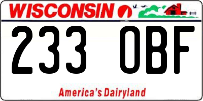 WI license plate 233OBF