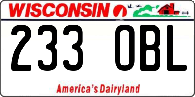 WI license plate 233OBL