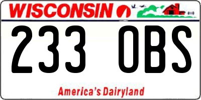 WI license plate 233OBS
