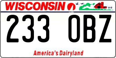 WI license plate 233OBZ