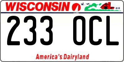 WI license plate 233OCL
