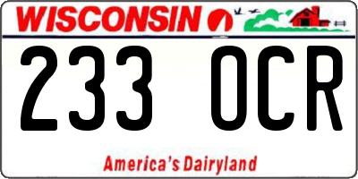 WI license plate 233OCR