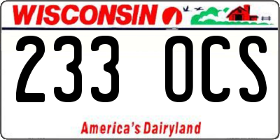 WI license plate 233OCS
