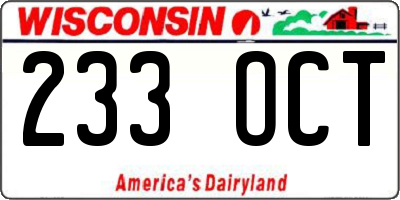 WI license plate 233OCT