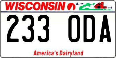 WI license plate 233ODA