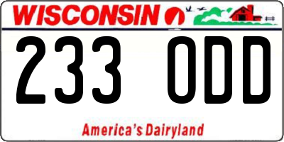 WI license plate 233ODD