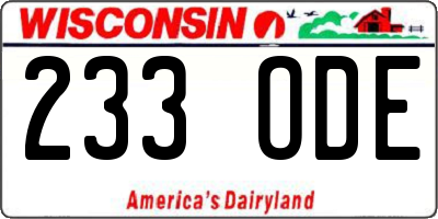 WI license plate 233ODE