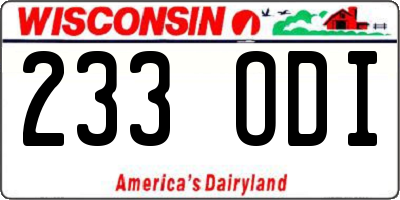 WI license plate 233ODI