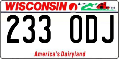 WI license plate 233ODJ