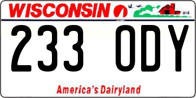 WI license plate 233ODY