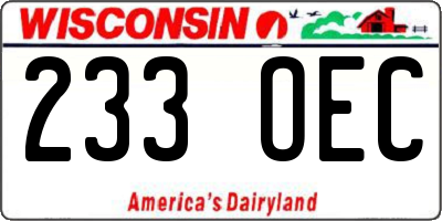 WI license plate 233OEC