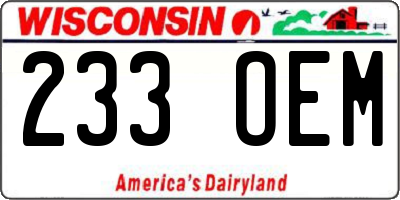 WI license plate 233OEM