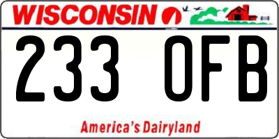 WI license plate 233OFB