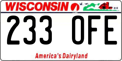 WI license plate 233OFE