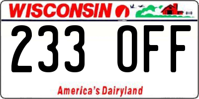 WI license plate 233OFF