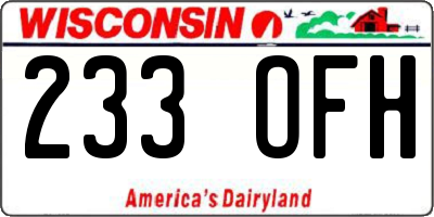WI license plate 233OFH