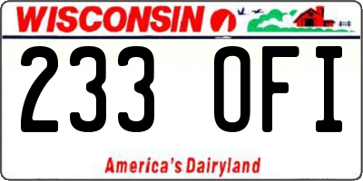 WI license plate 233OFI