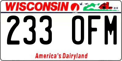 WI license plate 233OFM