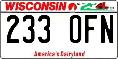 WI license plate 233OFN