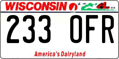 WI license plate 233OFR