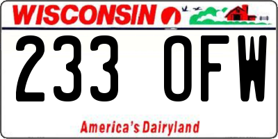 WI license plate 233OFW