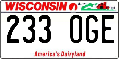 WI license plate 233OGE
