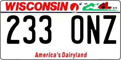 WI license plate 233ONZ