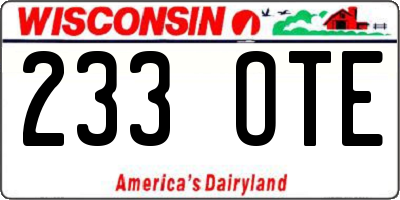 WI license plate 233OTE