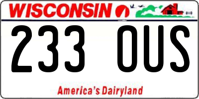 WI license plate 233OUS