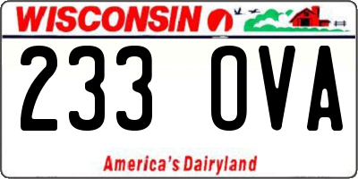 WI license plate 233OVA