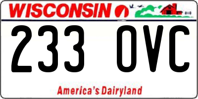 WI license plate 233OVC