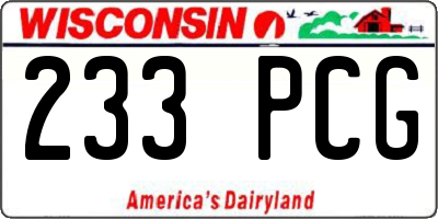 WI license plate 233PCG