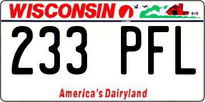 WI license plate 233PFL