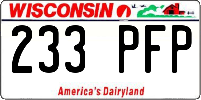 WI license plate 233PFP