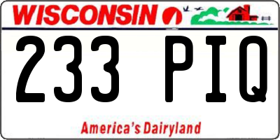 WI license plate 233PIQ